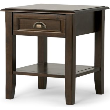 Burlington Solid Wood End Table In Mahogany Brown