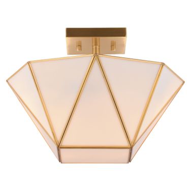 Burnett 14 Inch 2 Light Semi-Flush Mount In Muted Brass