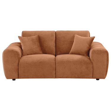 Burnett Chenille Upholstered Wide Arm Loveseat In Burnt Orange
