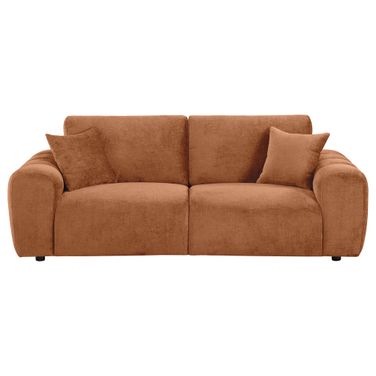 Burnett Chenille Upholstered Wide Arm Sofa In Burnt Orange