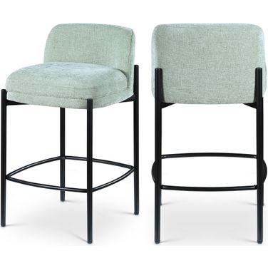 Burton Chenille Fabric Stool Set of 2 In Mint
