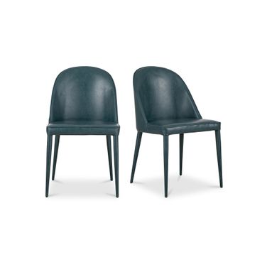 Burton Dining Chair Set of 2 In Dark Teal Vegan Leather