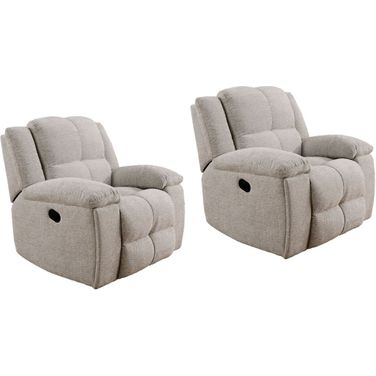 Buster Recliner Set of 2 In Opal Taupe