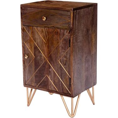 Butler Alda Wood and Brass Metal Inlay Chairside Chest