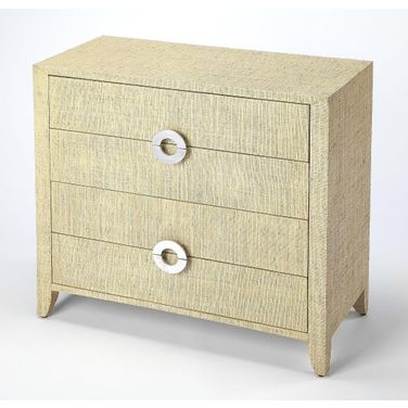 Butler Amelle Cream Raffia 4 Drawer Accent Chest