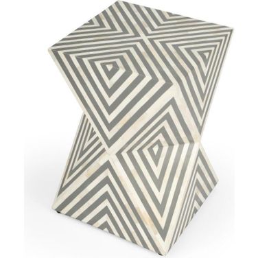 Butler Anais White And Grey Bone Inlay End Table