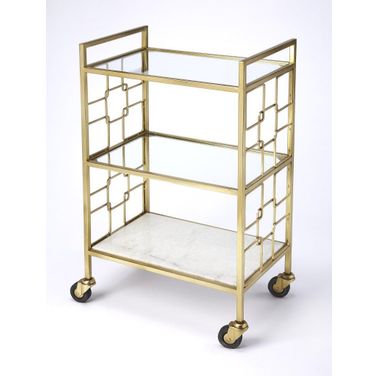 Butler Arcadia Polished Gold Bar Cart