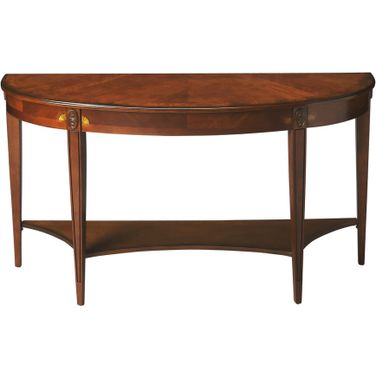 Butler Astor Olive Ash Burl Demilune Console Table