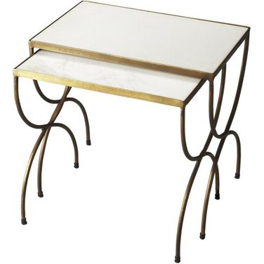 Butler Bacchus Marble and Iron Nesting Tables