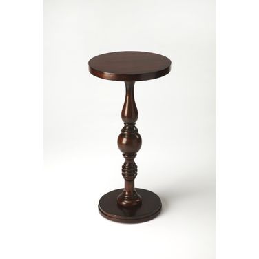 Camilla Pedestal Side Table In Dark Brown