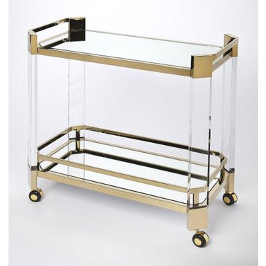 Butler Charlevoix Acrylic and Gold Serving Cart