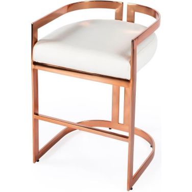 Butler Clarence Rose Gold &amp; White Faux Leather Counter Stool