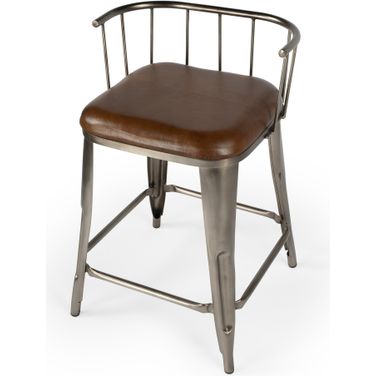 Coriander Iron and Leather 25 Inch Counter Stool In Multi-Color