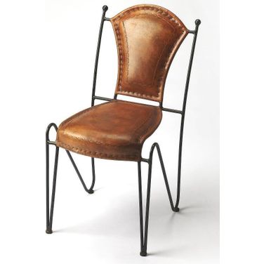 Butler Coriander Iron and Leather Side Chair