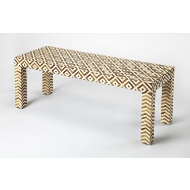 Butler Crispin Wood and Bone Inlay Bench