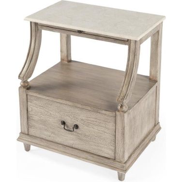 Butler Danielle Marble Nightstand In Grey