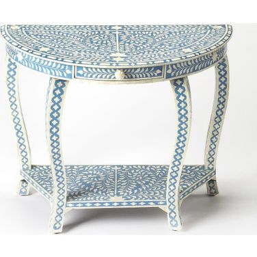 Butler Darrieux Blue Bone Inlay Demilune Console Table