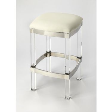 Butler Jordan Acrylic and White Leather Counter Stool