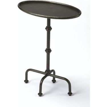 Kira Indoor 19.75 Inch Oval Metal Pedestal Table In Oil Rubbed Bronze