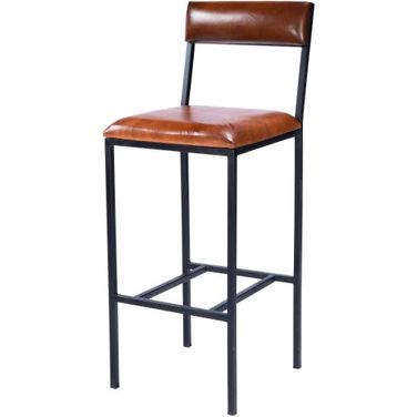 Butler Lazarus Leather and Metal Bar Stool
