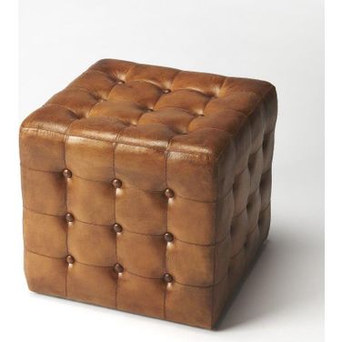 Butler Leon Brown Leather Ottoman