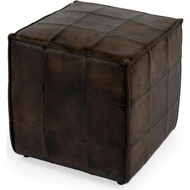 Butler Leon Dark Brown Leather Ottoman