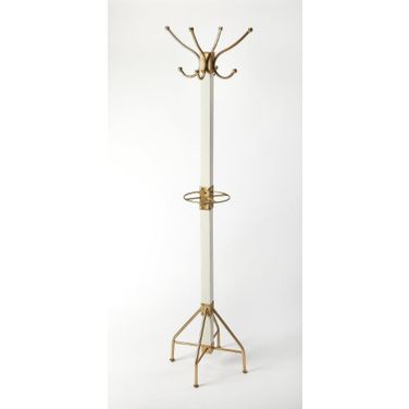 Butler Logan Square White and Gold Coat Rack/Tree