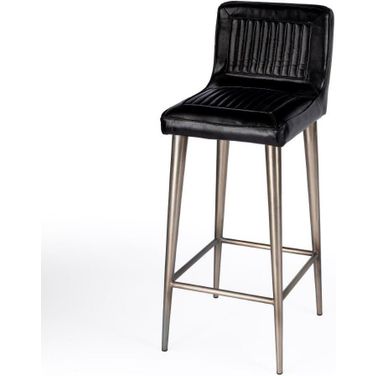 Butler Maxwell Black Leather Bar Stool
