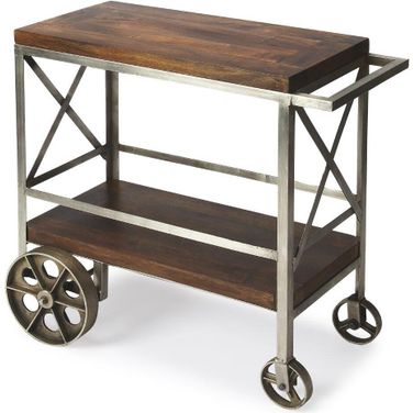 Butler Merrill Metal and Wood Trolley Server