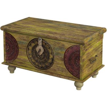 Butler Mesa Carved Wood Trunk Coffee Table