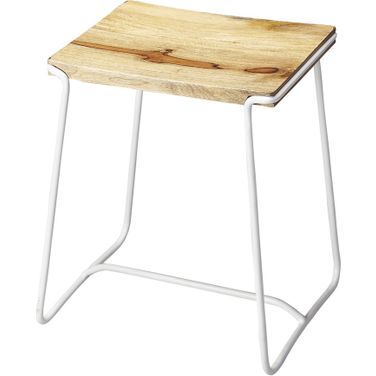 Butler Parrish Wood and White Metal Counter Stool