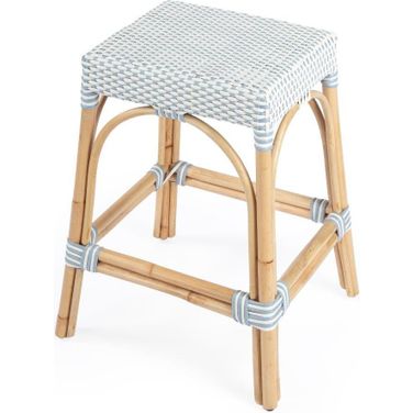 Butler Robias Twilight Blue and White Rattan Counter Stool