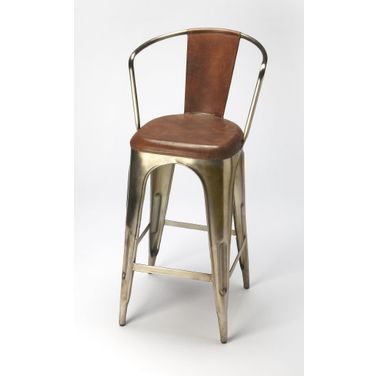 Butler Roland Iron and Leather Barstool