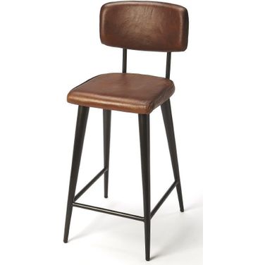 Butler Saddle Brown Leather Bar Stool