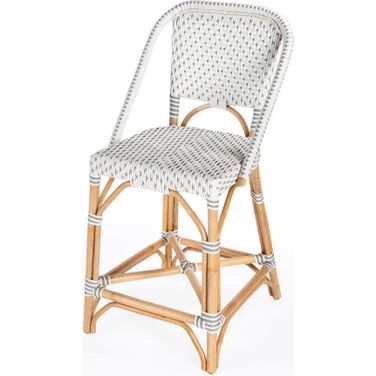 Butler Solstice White and Grey Rattan Counter Stool