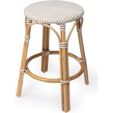 Butler Tobias Beige and White Rattan Counter Stool