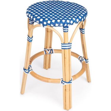 Butler Tobias Blue and White Rattan Counter Stool 9371303