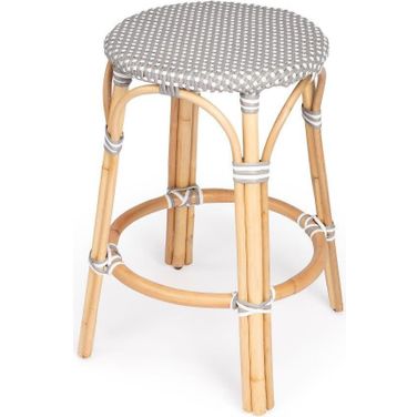 Butler Tobias Gray and White Rattan Counter Stool