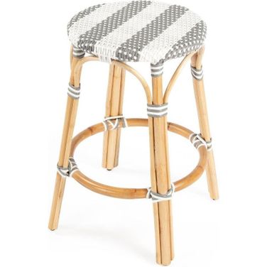 Butler Tobias Grey and White Rattan Counter Stool 9371144