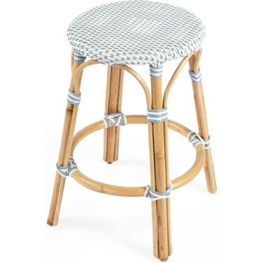 Butler Tobias Twilight Blue and White Rattan Counter Stool