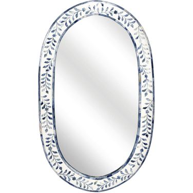 Trubadur and Bone Inlay Wall Mirrored In White and Blue