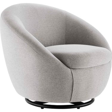 Buttercup Fabric Upholstered Swivel Chair In Black Light Gray