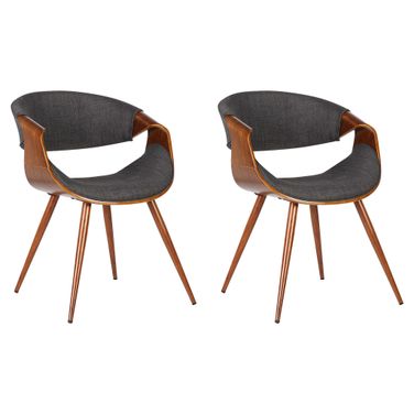 Butterfly Dining Chair Set of 2 In Walnut and Charcoal