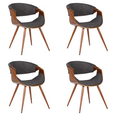 Butterfly Dining Chair Set of 4 In Walnut and Charcoal