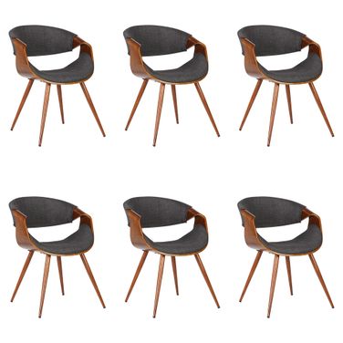 Butterfly Dining Chair Set of 6 In Walnut and Charcoal
