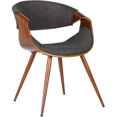 Butterfly Mid-Century Dining Chair In Walnut Finish and Charcoal Fabric