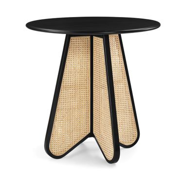 Butterfly Solid Wood and Natural Cane Counter Height Table In Black and Natural