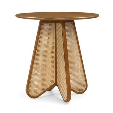 Butterfly Solid Wood and Natural Cane Counter Height Table In Brown and Natural