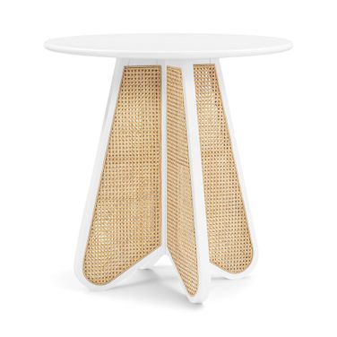 Butterfly Solid Wood and Natural Cane Counter Height Table In White and Natural
