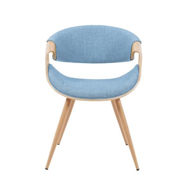 Butterfly Upholstered Dining Chair In Light Blue and Oak